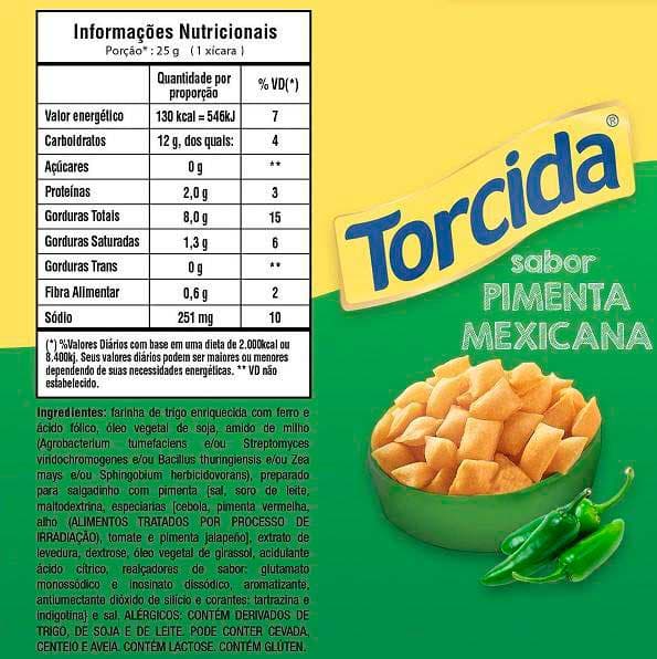 Salgadinho Torcida Jr. Sabor Pimenta Mexicana 38g