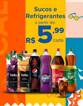 Sucos e Refrigerantes a partir de R$5,99